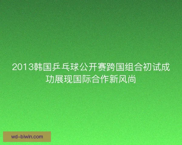 2013韩国乒乓球公开赛跨国组合初试成功展现国际合作新风尚